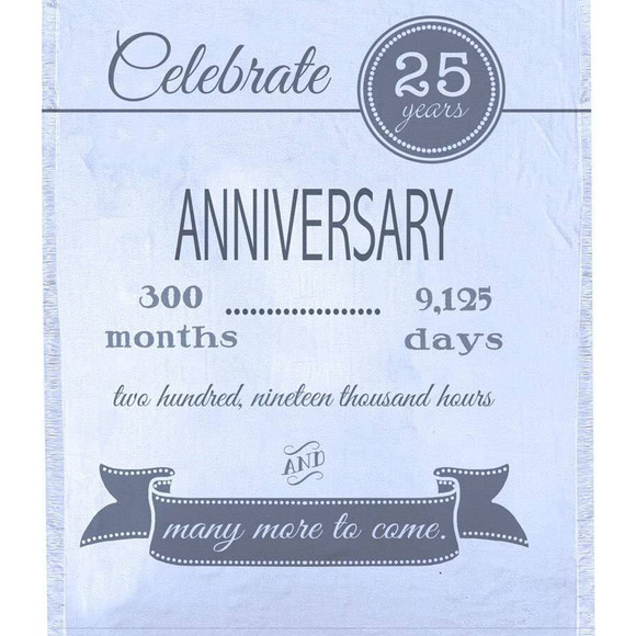 25th Silver Wedding Anniversary Decorative Throw Blanket 50x60" NEW - A6354 - Picture 1 of 2